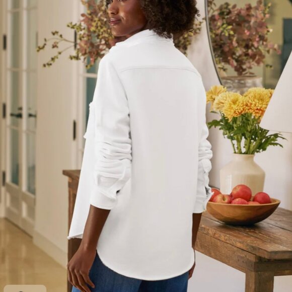 Frank & Eileen - Eileen Sweatshirt Button- Up in White - Picture 3 of 12